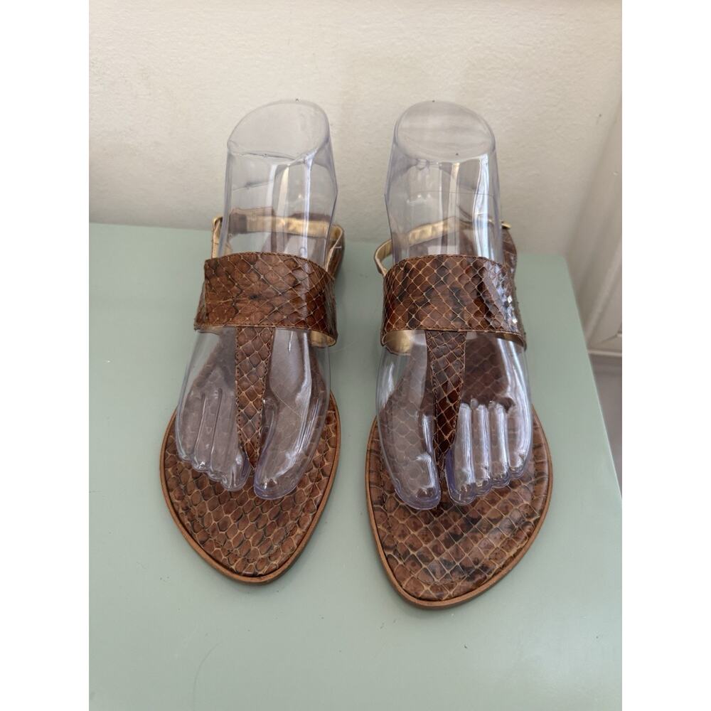 Vintage Y2K 90s Cristina Rossi Snakeskin Thong Sandal‎ Brown Sz 7.5 Italy
